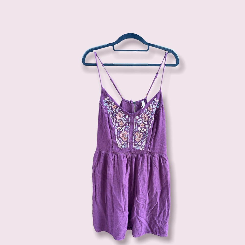 purple floral romper